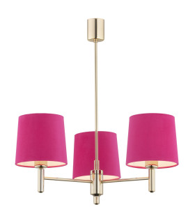 Ponte Multi Arm Pendant Ceiling 3 Light Pink Dark Brass Steel-1