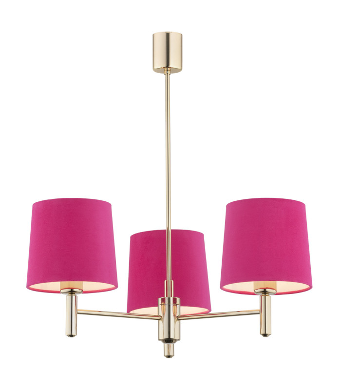 Ponte Multi Arm Pendant Ceiling 3 Light Pink Dark Brass Steel-1