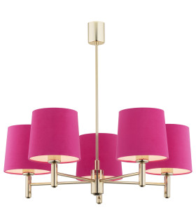 Ponte Multi Arm Pendant Ceiling 5 Light Pink Dark Brass Steel-1