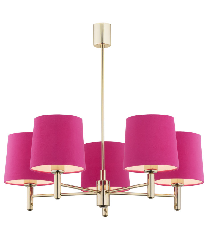 Ponte Multi Arm Pendant Ceiling 5 Light Pink Dark Brass Steel-1