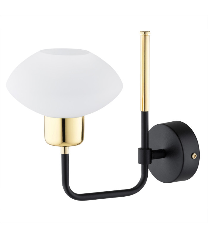 Ravello Outdoor Globe Wall Lamp Opal Matt Black Structure Brass Elements-2