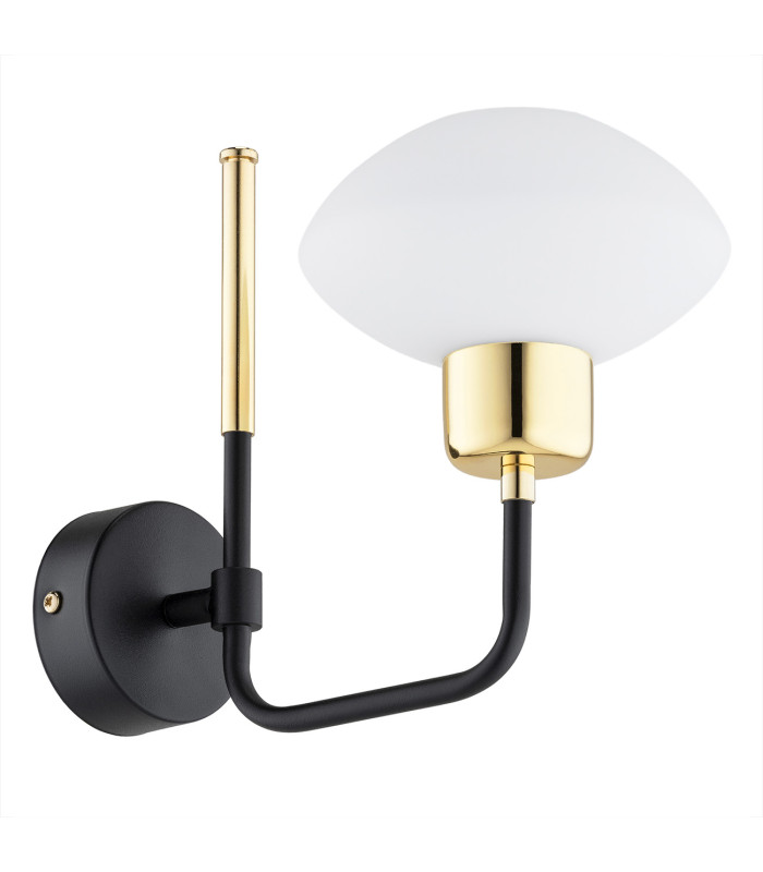 Ravello Outdoor Globe Wall Lamp Opal Matt Black Structure Brass Elements-3