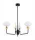 Ravello Multi Arm Pendant Ceiling 3 Light Opal Matt Black Structure Brass Elements-2