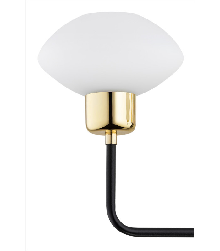 Ravello Multi Arm Pendant Ceiling 3 Light Opal Matt Black Structure Brass Elements-5