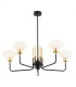 Ravello Multi Arm Pendant Ceiling 5 Light Opal Matt Black Structure Brass Elements-1