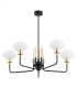Ravello Multi Arm Pendant Ceiling 5 Light Opal Matt Black Structure Brass Elements-2