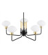 Ravello Multi Arm Pendant Ceiling 5 Light Opal Matt Black Structure Brass Elements-3