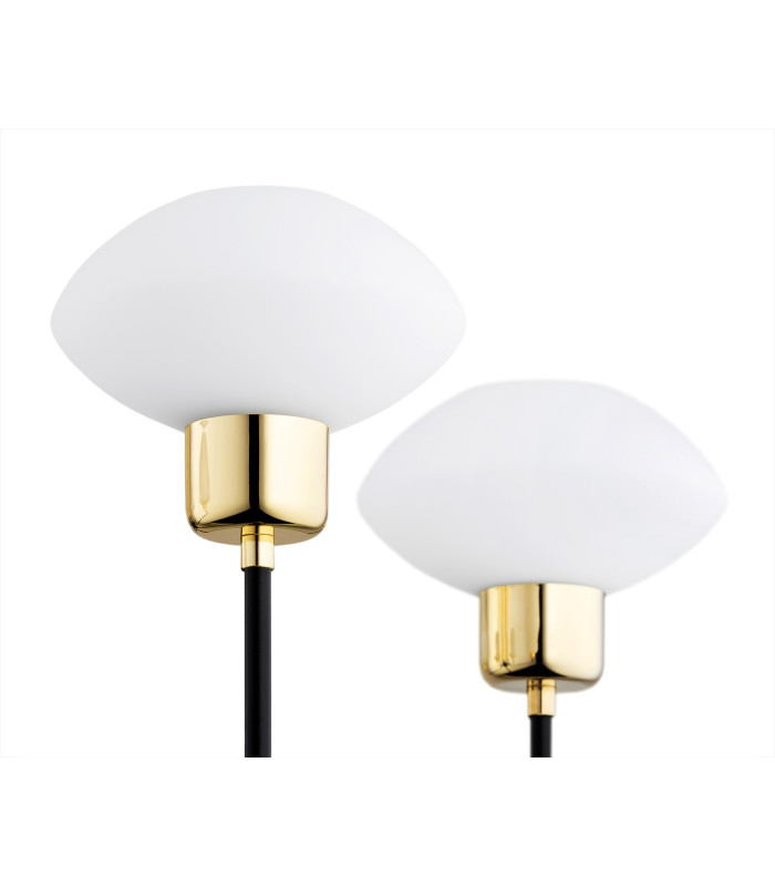 Ravello Multi Arm Pendant Ceiling 5 Light Opal Matt Black Structure Brass Elements-4
