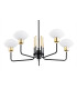Ravello Multi Arm Pendant Ceiling 5 Light Opal Matt Black Structure Brass Elements-5