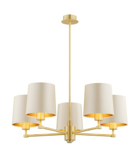 Princeton Multi Arm Pendant Ceiling 5 Light Beige (Gold Inside) Brushed Brass-1