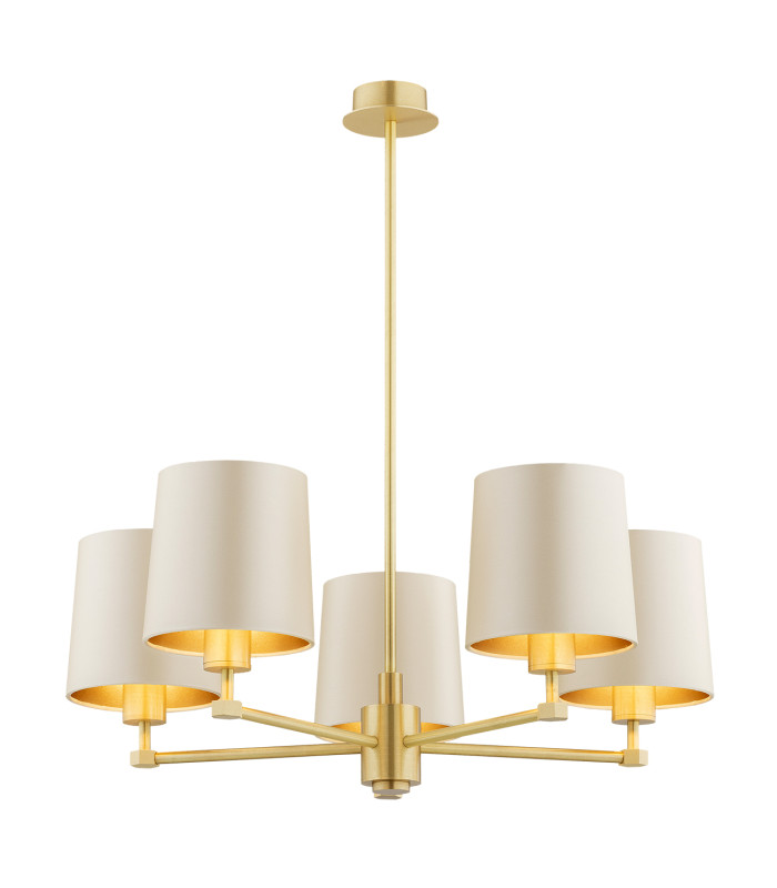 Princeton Multi Arm Pendant Ceiling 5 Light Beige (Gold Inside) Brushed Brass-1