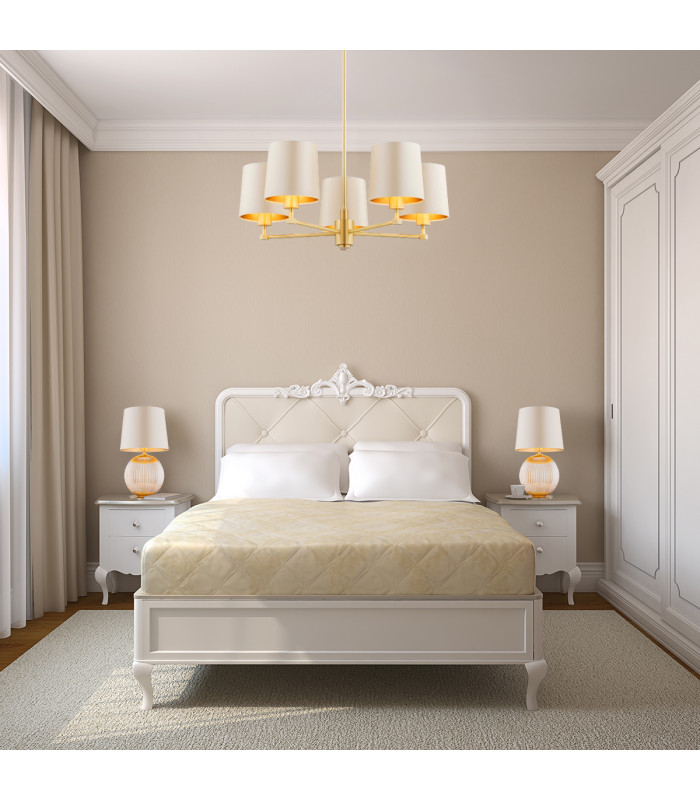 Princeton Multi Arm Pendant Ceiling 5 Light Beige (Gold Inside) Brushed Brass-3