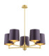 Princeton Multi Arm Pendant Ceiling 5 Light Plum Purple (Gold Inside) Brushed Brass-1