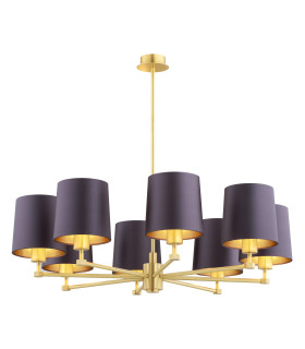 Princeton Multi Arm Pendant Ceiling 8 Light Plum Purple (Gold Inside) Brushed Brass-1