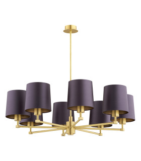 Princeton Multi Arm Pendant Ceiling 8 Light Plum Purple (Gold Inside) Brushed Brass-2