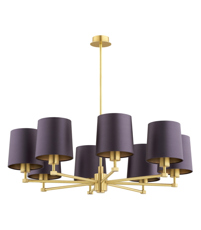 Princeton Multi Arm Pendant Ceiling 8 Light Plum Purple (Gold Inside) Brushed Brass-2