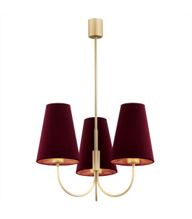 Safiano Multi Arm Pendant Ceiling 3 Light Burgundy Gold-1