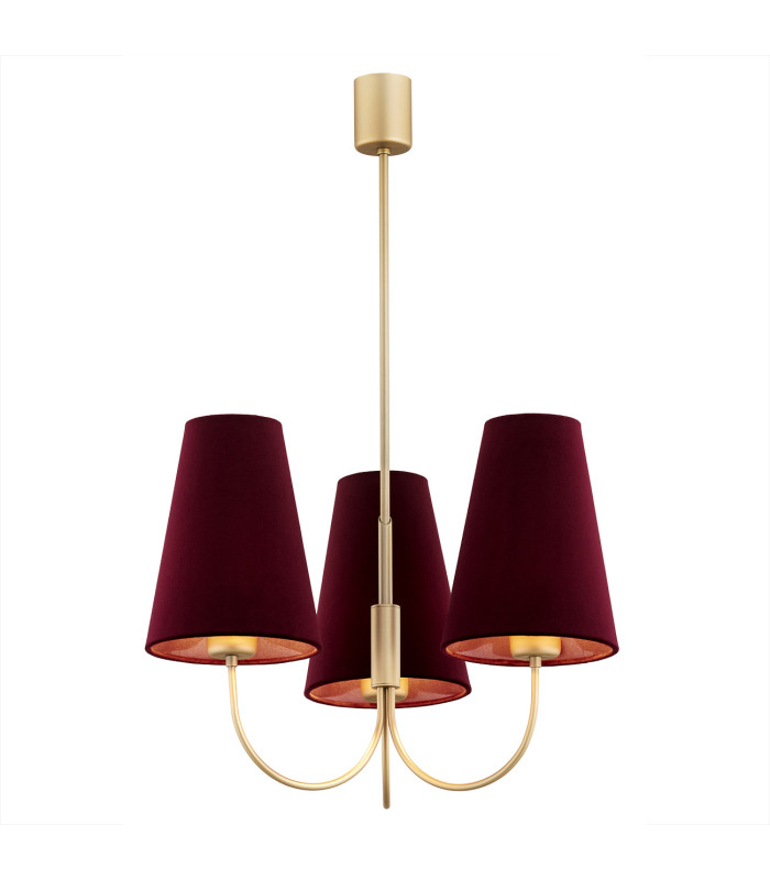 Safiano Multi Arm Pendant Ceiling 3 Light Burgundy Gold-1