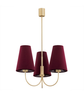 Safiano Multi Arm Pendant Ceiling 3 Light Burgundy Gold-2