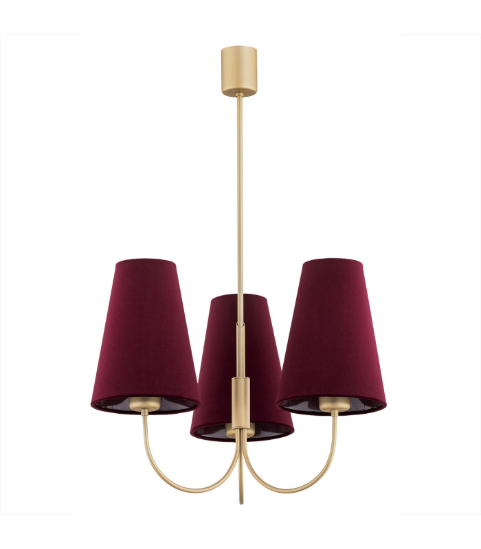 Safiano Multi Arm Pendant Ceiling 3 Light Burgundy Gold-2