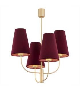 Safiano Multi Arm Pendant Ceiling 4 Light Burgundy Gold-1