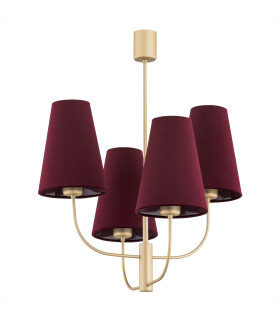 Safiano Multi Arm Pendant Ceiling 4 Light Burgundy Gold-2