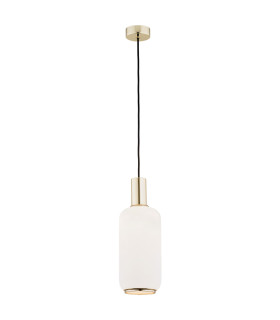 Sagunto Slim Pendant Ceiling Light Opal Matt Brass Steel-1