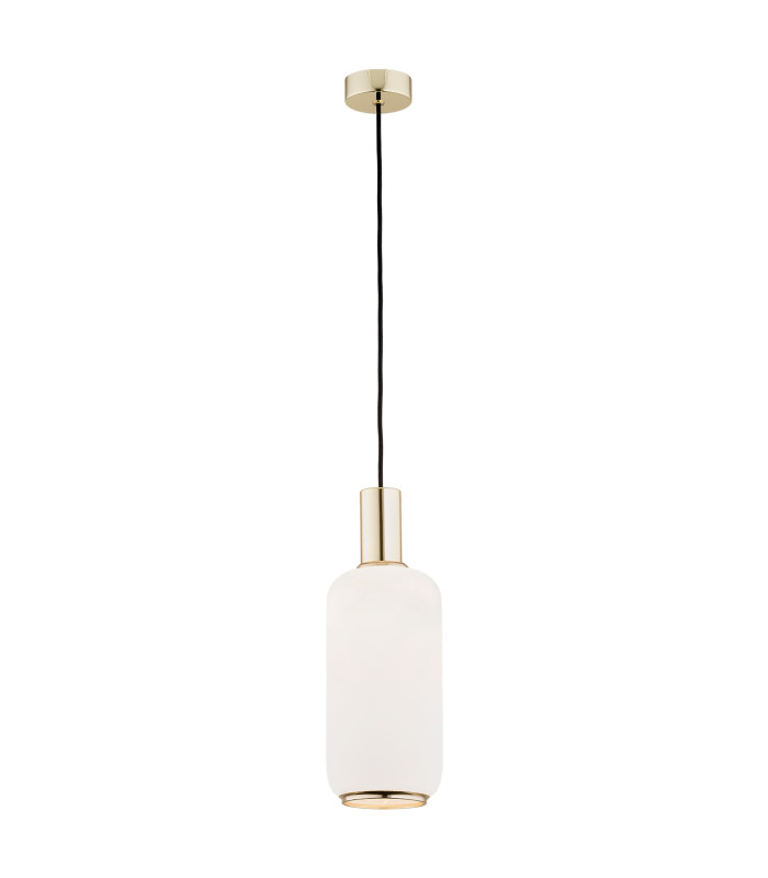Sagunto Slim Pendant Ceiling Light Opal Matt Brass Steel-1