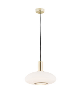 Sagunto Dome 30cm Pendant Ceiling Light Opal Matt Brass Steel-1