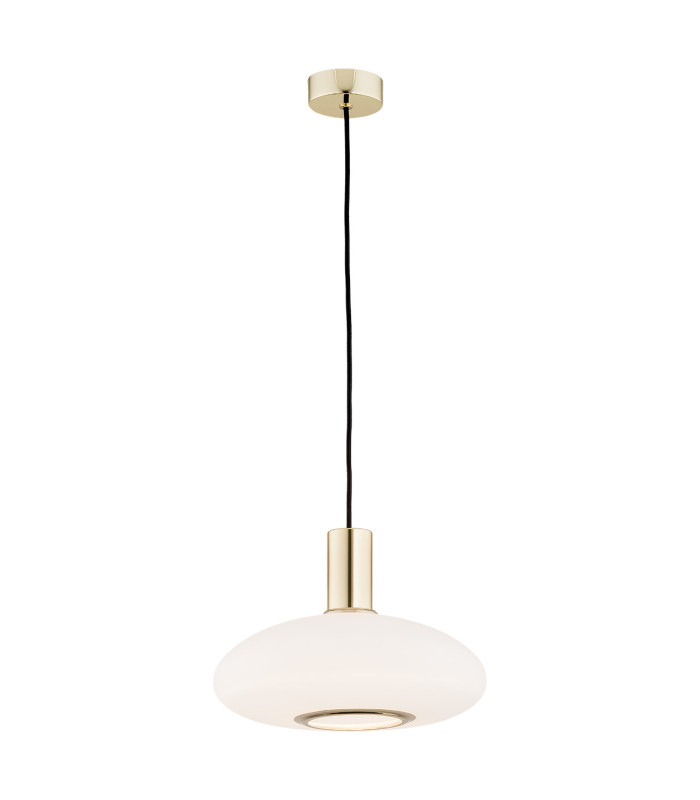 Sagunto Dome 30cm Pendant Ceiling Light Opal Matt Brass Steel-1