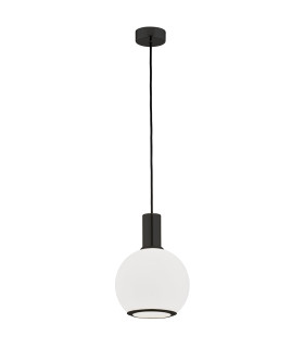 Sagunto Plus 20cm Dome Pendant Ceiling Light Opal Matt Black Structure-1