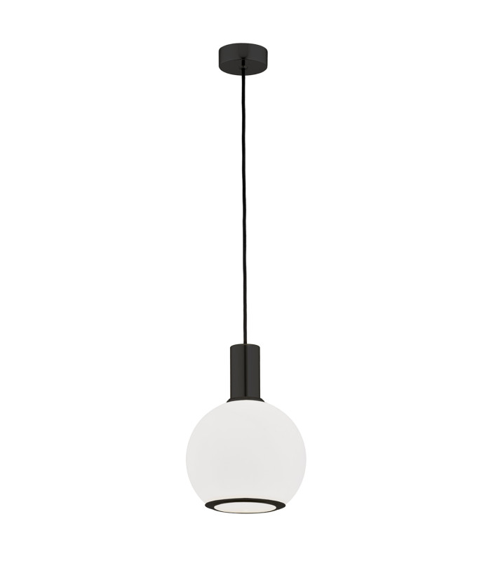 Sagunto Plus 20cm Dome Pendant Ceiling Light Opal Matt Black Structure-1