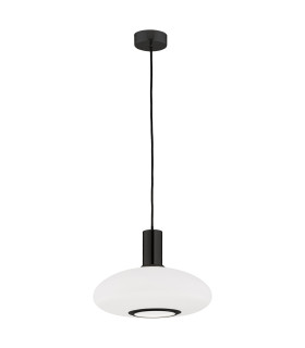 Sagunto Plus 30cm Dome Pendant Ceiling Light Opal Matt Black Structure-1