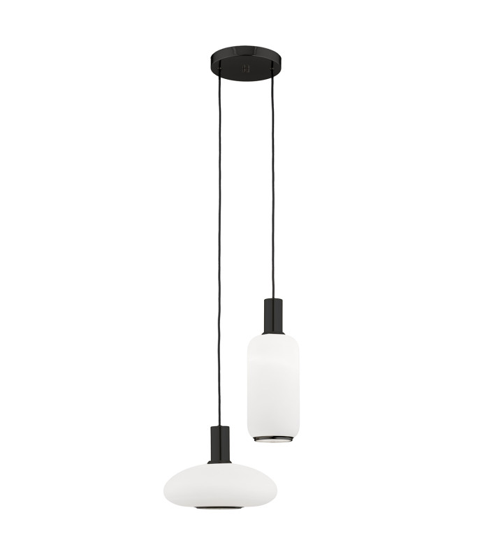 Sagunto Plus Pendant Ceiling 2 Light Opal Matt Black Structure-1