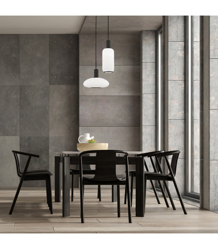 Sagunto Plus Pendant Ceiling 2 Light Opal Matt Black Structure-2