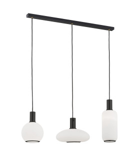 Sagunto Plus Bar Pendant Ceiling 3 Light Opal Matt Black Structure-1
