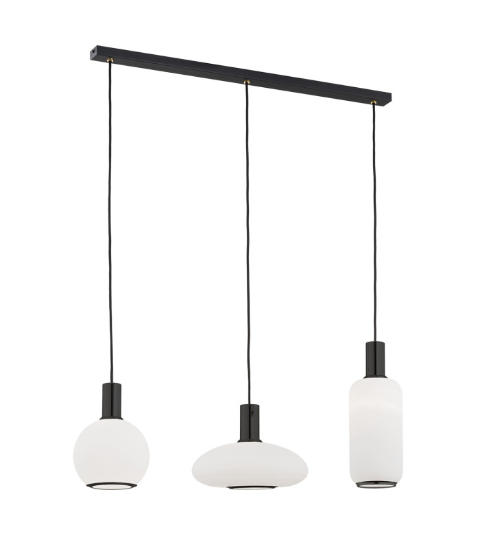 Sagunto Plus Bar Pendant Ceiling 3 Light Opal Matt Black Structure-1