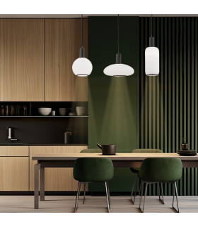 Sagunto Plus Bar Pendant Ceiling 3 Light Opal Matt Black Structure-2