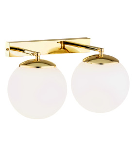 Satelite Plus Outdoor Twin Globe Wall Lamp Opal Matt Brass Steel IP44-1