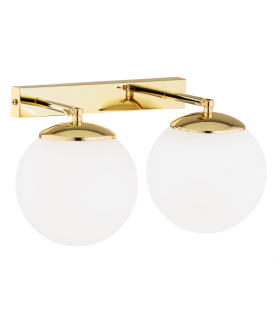 Satelite Plus Outdoor Twin Globe Wall Lamp Opal Matt Brass Steel IP44-2