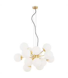Satelite Plus Globe Pendant Ceiling 15 Light Opal Matt Brass Steel-1