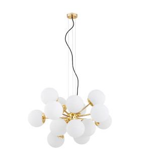 Satelite Plus Globe Pendant Ceiling 15 Light Opal Matt Brass Steel-2