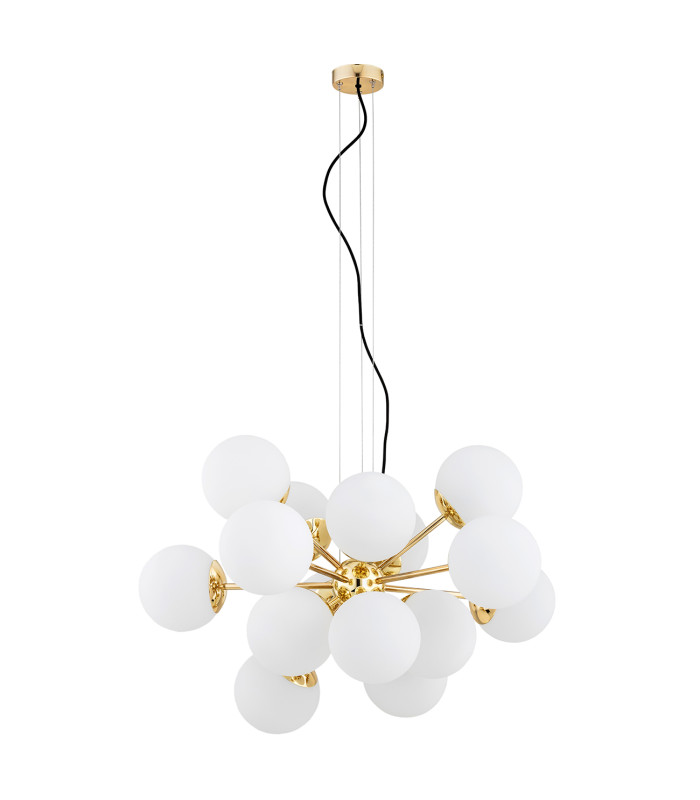 Satelite Plus Globe Pendant Ceiling 15 Light Opal Matt Brass Steel-2