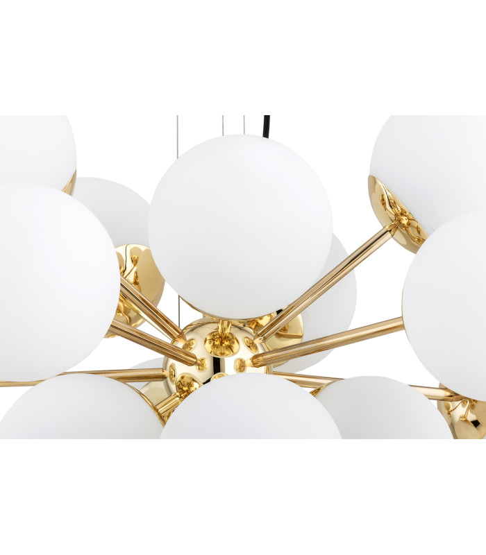 Satelite Plus Globe Pendant Ceiling 15 Light Opal Matt Brass Steel-4