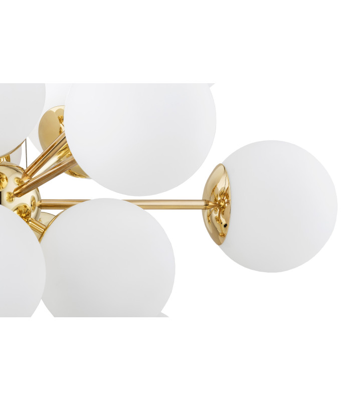 Satelite Plus Globe Pendant Ceiling 15 Light Opal Matt Brass Steel-5