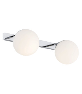 Satelite Outdoor Twin Globe Wall Lamp Opal Matt Chrome IP44-1