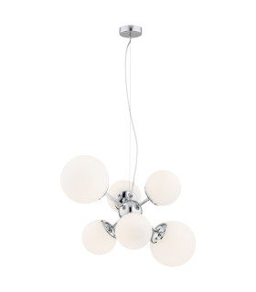 Satelite Globe Pendant Ceiling 6 Light Opal Chrome-1
