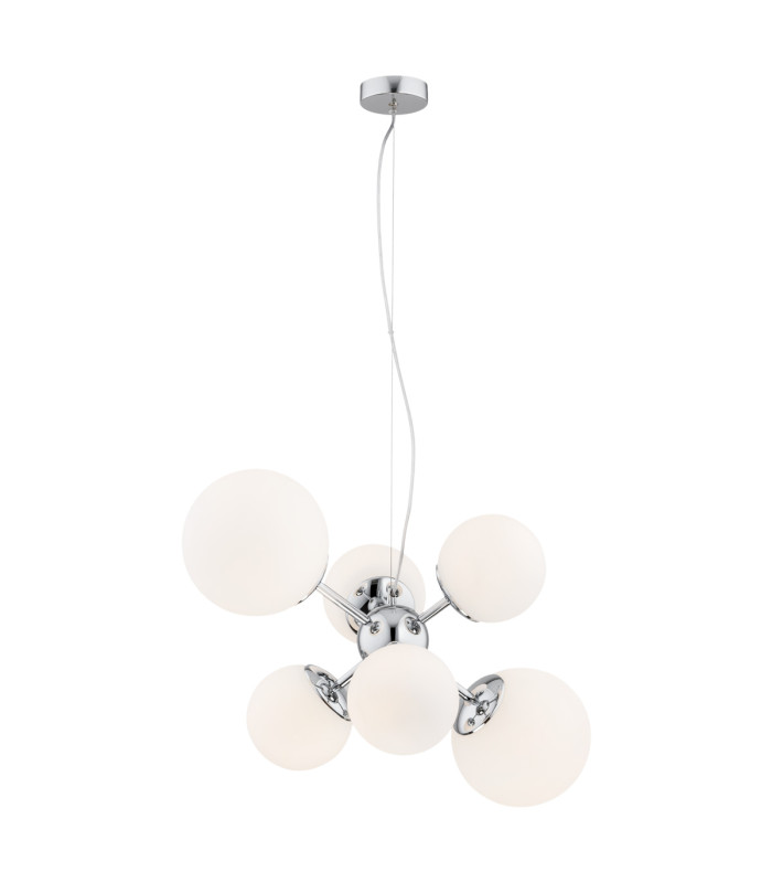 Satelite Globe Pendant Ceiling 6 Light Opal Chrome-1