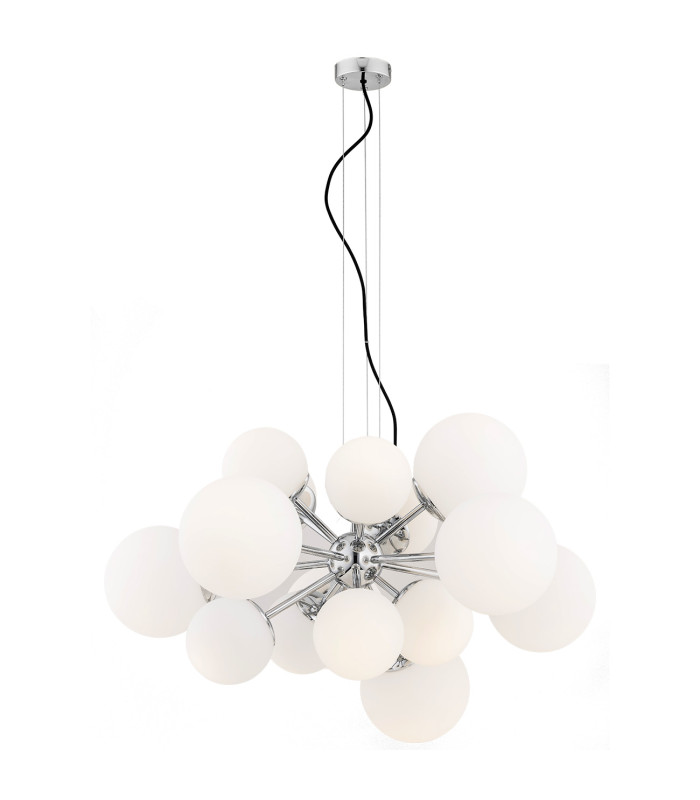 Satelite Globe Pendant Ceiling 15 Light Opal Matt Chrome-1