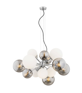 Satelite Globe Pendant Ceiling 15 Light Mix Opal Matt + Lister Graphite Chrome-1
